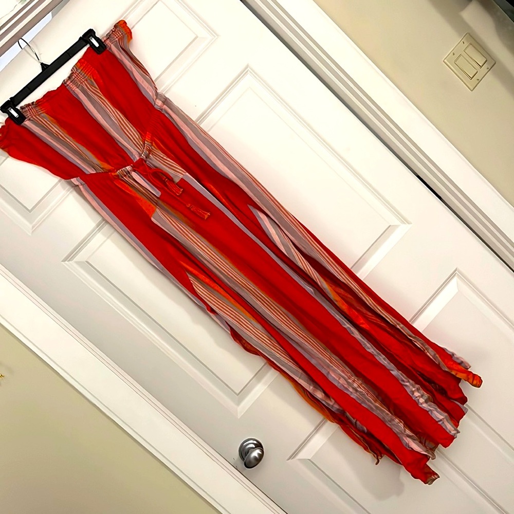 Free People multi stripe maxi with back keyhole, cutest summer dress!